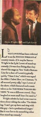 Lovett, Lyle / With Steven Wright in New York | Magazine Article with Photo (1989)