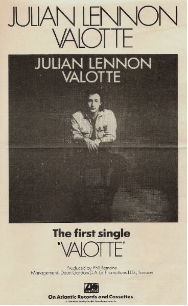 Lennon, Julian / Valotte - Album Ad #1 | Magazine Ad (1984)