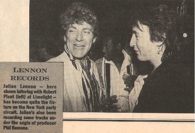 Lennon, Julian / With Robert Plant at Limelight in New York City | Magazine Article with Photo (1984)