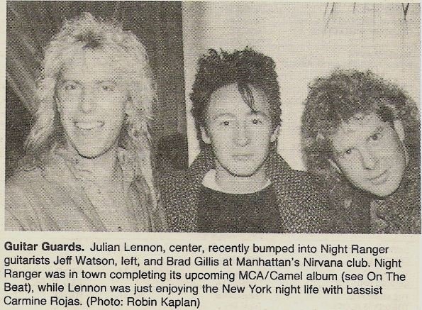 Lennon, Julian / With Night Ranger Guitarists | Magazine Photo with Caption (1986)