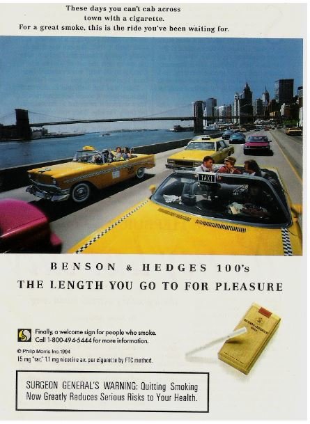 Benson + Hedges 100's (Cigarettes) / The Length You Go for Pleasure | Magazine Ad (1994)