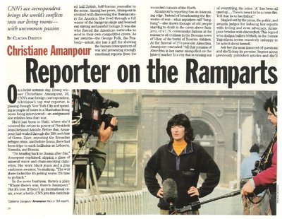 Amanpour, Christiane / Reporter On the Ramparts | Magazine Article with 6 Photos (1994)