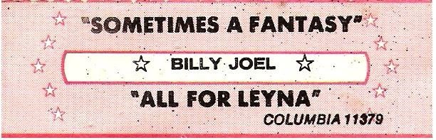 Joel, Billy / Sometimes a Fantasy / 1980 Issue / Columbia 11379 | Jukebox Title Strip