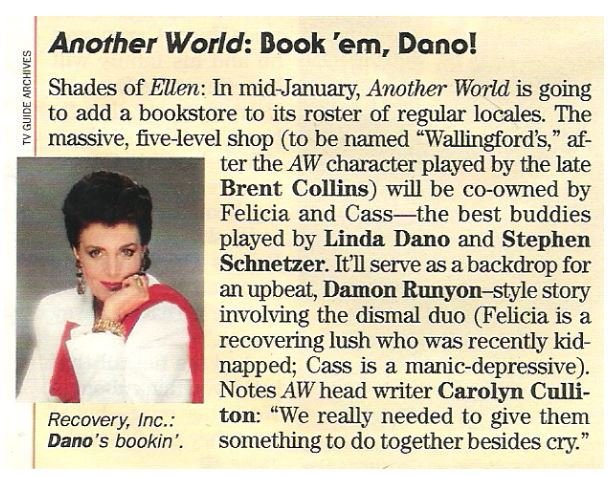 Dano, Linda / Another World: Book'em, Dano! | December 1994 | Magazine Article with Photo