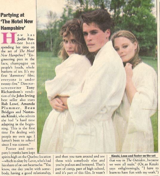 Foster, Jodie / Partying at The Hotel New Hampshire | Magazine Article + Photo | 1983