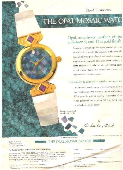 Danbury Mint, The / The Opal Mosaic Watch | Magazine Ad | 1990