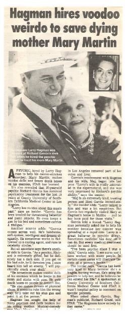 Hagman, Larry / Hagman Hires Voodoo Weirdo to Save Dying Mother Mary Martin | Magazine Article + Photo | 1990