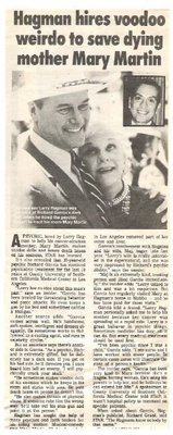 Hagman, Larry / Hagman Hires Voodoo Weirdo to Save Dying Mother Mary Martin | Magazine Article + Photo | 1990