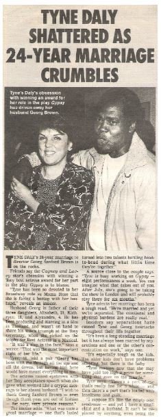 Daly, Tyne / Shattered As 24-Year Marriage Crumbles | Magazine Article + 1 Photo | 1990
