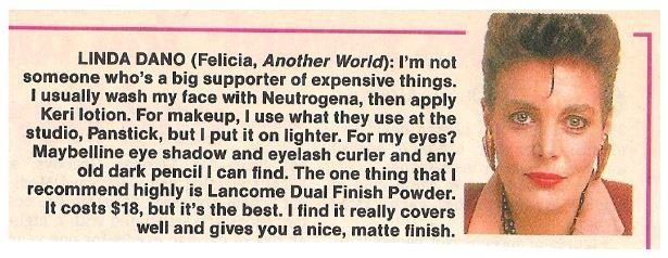 Dano, Linda / Makeup Secrets | Magazine Article + Photo | 1990