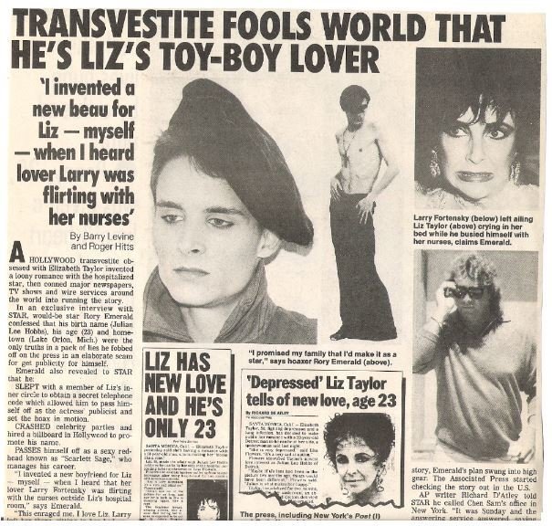 Taylor, Elizabeth / Transvestite Fools World That He's Liz's Toy-Boy Lover | Magazine Article with 6 Photos | 1990