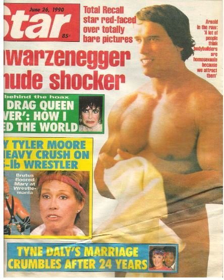 Schwarzenegger, Arnold / In Nude Shocker | Magazine Article with 3 Photos | 1990