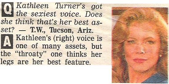 Turner, Kathleen / Voice One of Many Assets | Magazine Article with Photo | 1990