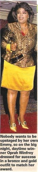 Winfrey, Oprah / Bronze and Gold Outfit | Magazine Photo with Caption | 1992