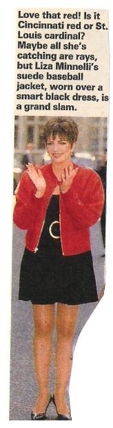 Minnelli, Liza / Red Suede Baseball Jacket | Magazine Photo with Caption | 1992