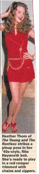 Tom, Heather / Red Romper Trimmed with Chains and Zippers | Magazine Photo with Caption | 1992