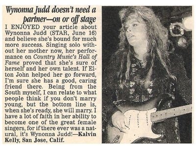 Judd, Wynonna / Doesn&#39;t Need a Partner - On or Off Stage | Magazine Article with Photo | 1992