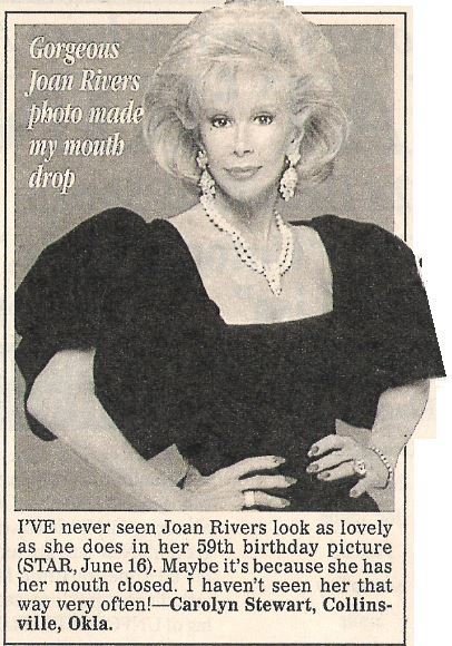 Rivers, Joan / Gorgeous Photo Made My Mouth Drop | Magazine Article with Photo | 1992