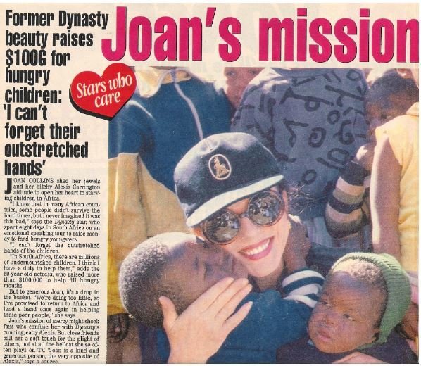 Collins, Joan / Joan&#39;s Mission of Mercy | Magazine Article with 5 Photos | 1992
