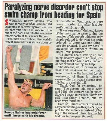Gaines, Rowdy / Paralyzing Nerve Disorder | Magazine Article with Photo | 1992