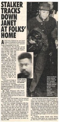 Jackson, Janet / Stalker Tracks Down Janet at Folks&#39; Home | Magazine Article with 2 Photos | 1992