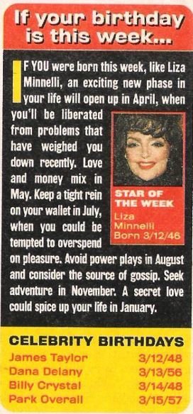 Minnelli, Liza / Star of the Week | Magazine Article with Photo | 2002