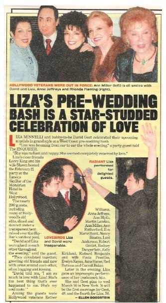Minnelli, Liza / Liza&#39;s Pre-Wedding Bash | Magazine Article with 3 Photos | 2002