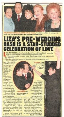Minnelli, Liza / Liza&#39;s Pre-Wedding Bash | Magazine Article with 3 Photos | 2002