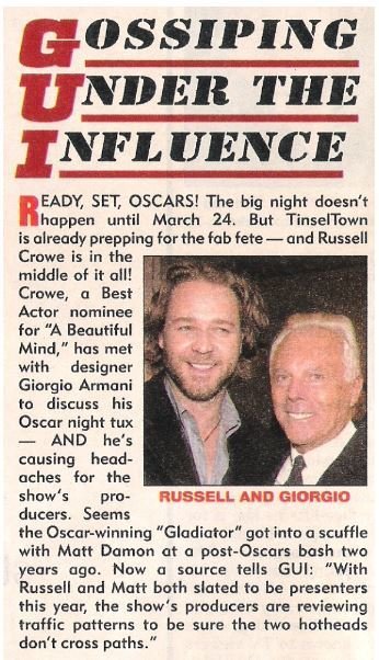 Crowe, Russell (+ Giorgio Armani) / Gossiping Under the Influence / 2002