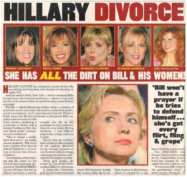 Clinton, Hillary / Hillary Divorce File Bombshell | Magazine Article with 13 Photos | 2002