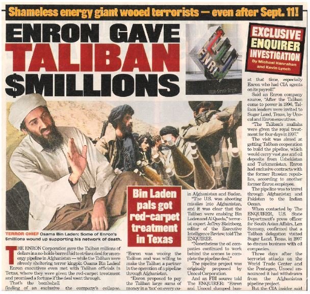 Enron Corporation / Enron Gave Taliban $Millions | Magazine Article with 2 Photos | 2002