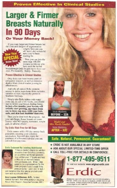 Erdic / Larger + Firmer Breasts Naturally | Magazine Ad | 2002
