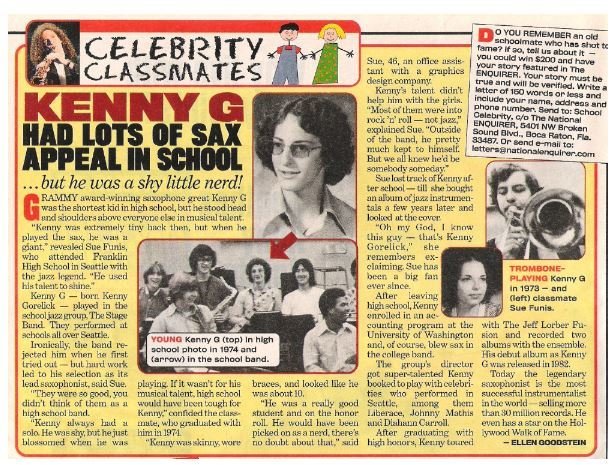 Kenny G / Celebrity Classmates | Magazine Article with 5 Photos | 2002