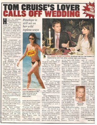 Cruise, Tom / Tom Cruise&#39;s Lover Calls Off Wedding | Magazine Article with 3 Photos | 2002