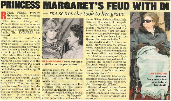 Princess Diana / Princess Margaret&#39;s Feud With Di | Magazine Article with 2 Photos | 2002