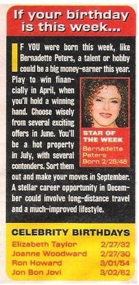 Peters, Bernadette / Star of the Week | Magazine Article with Photo | 2002