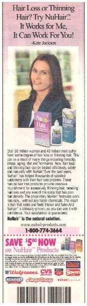 Jackson, Kate / NuHair - Hair Loss or Thinning Hair? | Magazine Ad | 2002