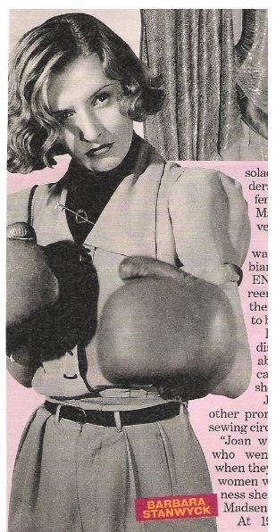 Stanwyck, Barbara / Wearing Boxing Gloves | Magazine Photo with Caption | 2002
