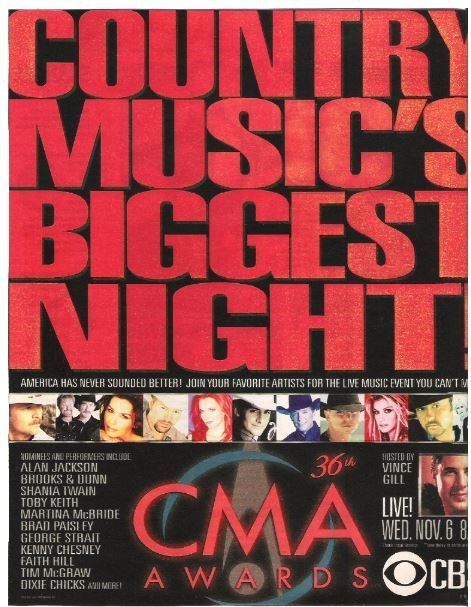 CMA Awards / Country Music's Biggest Night | Magazine Ad (Full Page) | 2002
