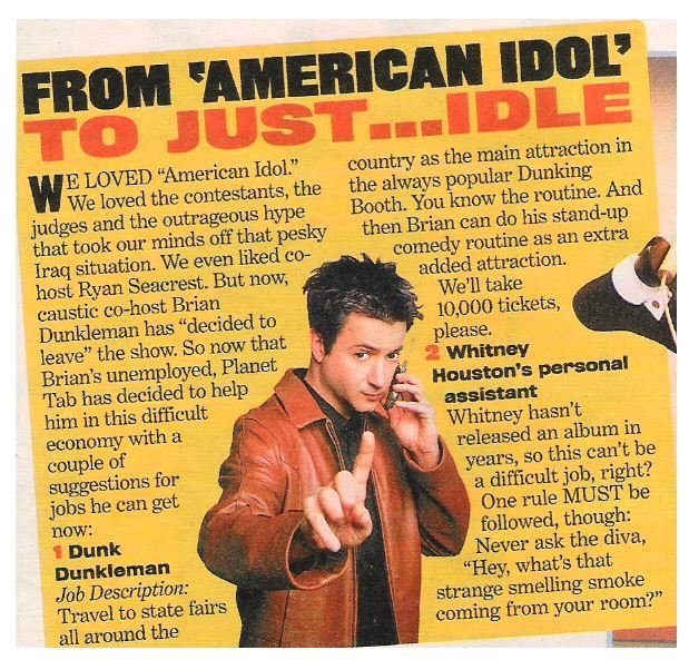 Dunkleman, Brian / From American Idol to Just...Idle | Magazine Article with Photo| 2002