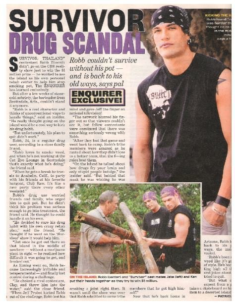 Survivor (TV Show) / Survivor Drug Scandal - Robb Zbacnik | Magazine Article with 2 Photos | 2002