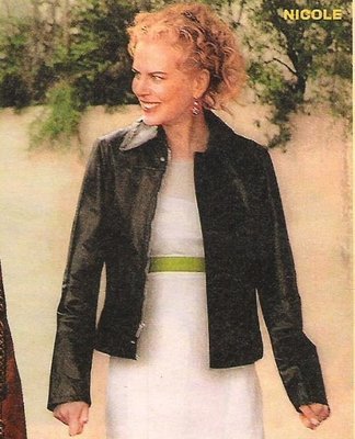 Kidman, Nicole / Black Leather Jacket, White Dress | Magazine Photo | 2002