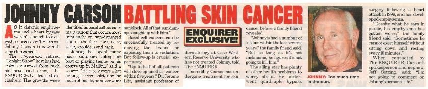 Carson, Johnny / Battling Skin Cancer / 2002