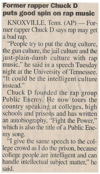 Chuck D / Former Rapper Chuck D Puts Good Spin On Rap Music (2001)