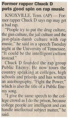 Chuck D / Former Rapper Chuck D Puts Good Spin On Rap Music (2001)