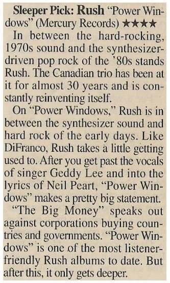 Rush / Power Windows - Sleeper Pick (2001)