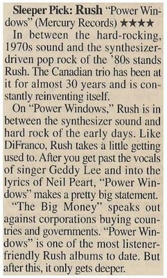 Rush / Power Windows - Sleeper Pick (2001)