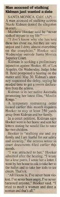 Kidman, Nicole / Man Accused of Stalking Kidman Just Wanted a Date | Newspaper Article | May 2001