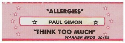 Simon, Paul / Allergies | Warner Bros. 29453 | Jukebox Title Strip | October 1983
