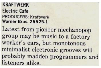 Kraftwerk / Electric Cafe | Magazine Review | November 1986
